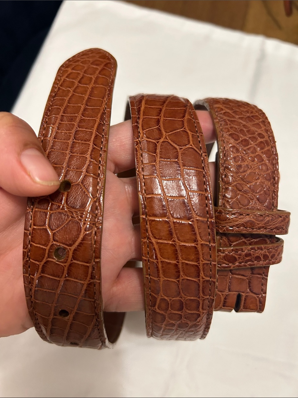 Paul Stuart strap only Genuine Alligator leather Cognac Brown Size32
